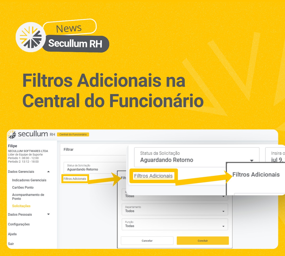 Secullum RH ganha novos filtros na Central do Funcionário para agilizar a gestão